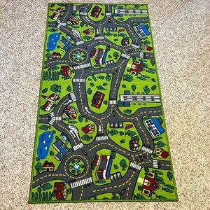 Colorful Kids Play Rug with Road Map Design